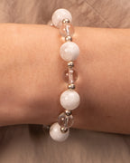 Aura Purification - White Snowflake Jade & Clear Quartz Bracelet