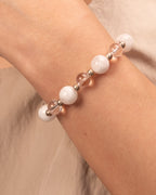 Aura Purification - White Snowflake Jade & Clear Quartz Bracelet