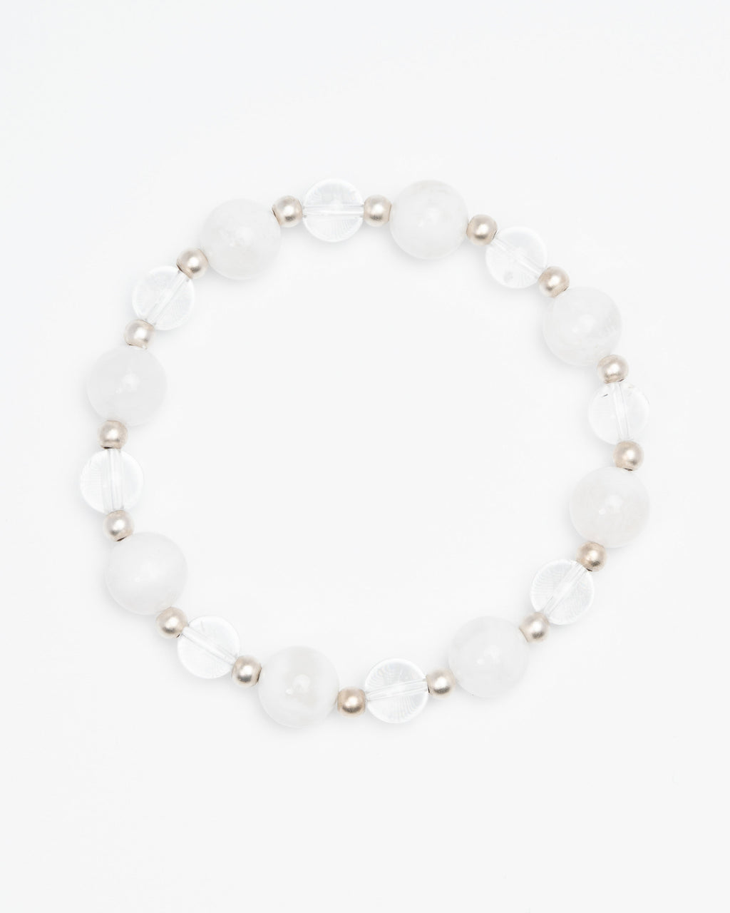 Aura Purification - White Snowflake Jade & Clear Quartz Bracelet