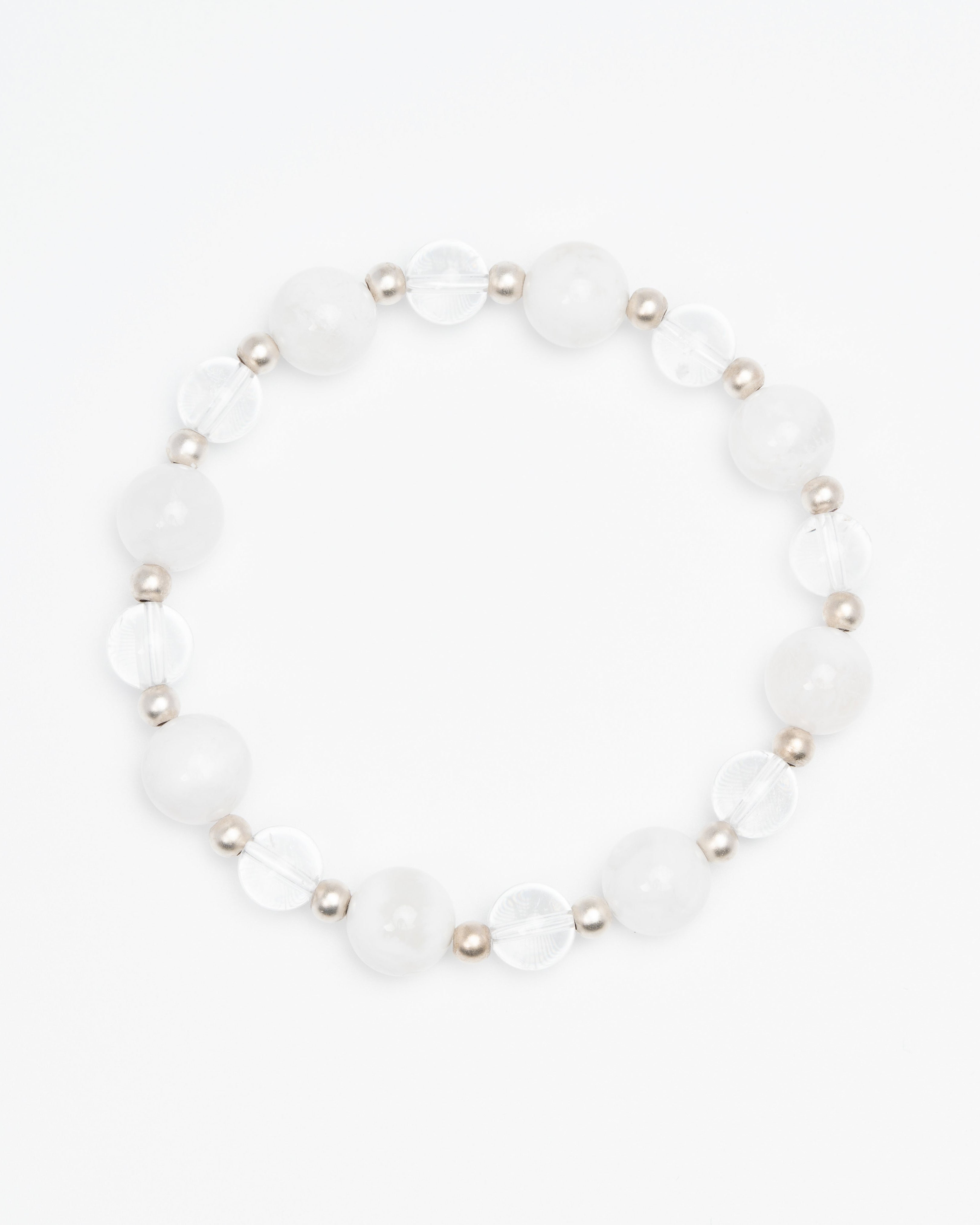 Aura Purification - White Snowflake Jade & Clear Quartz Bracelet