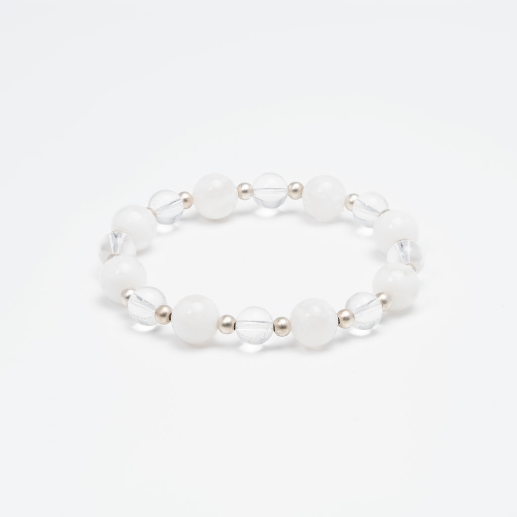 Aura Purification - White Snowflake Jade & Clear Quartz Bracelet