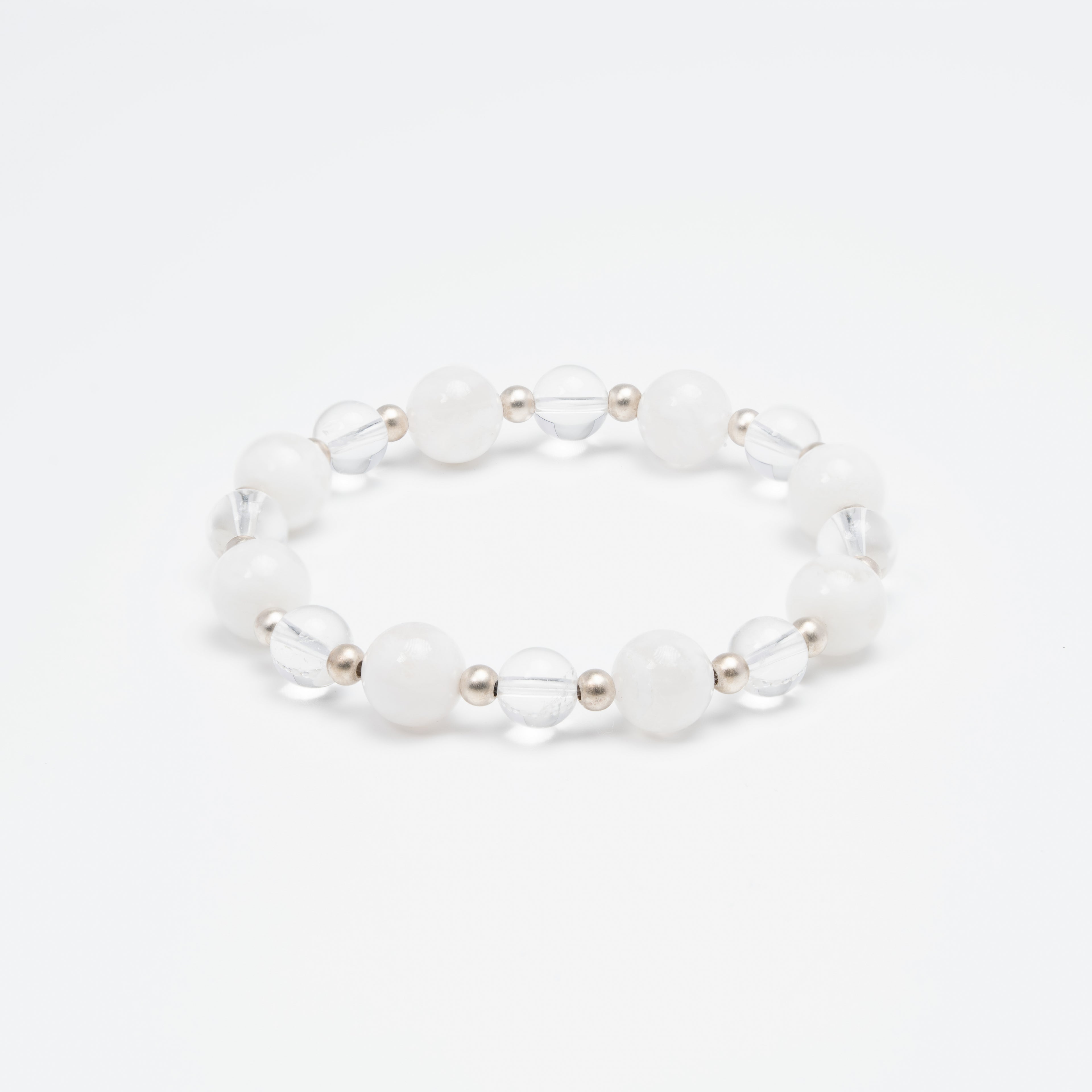 Aura Purification - White Snowflake Jade & Clear Quartz Bracelet