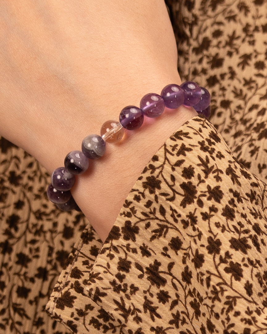 Mindful Manifestation - Amethyst, Citrine & Quartz Trio Bracelet