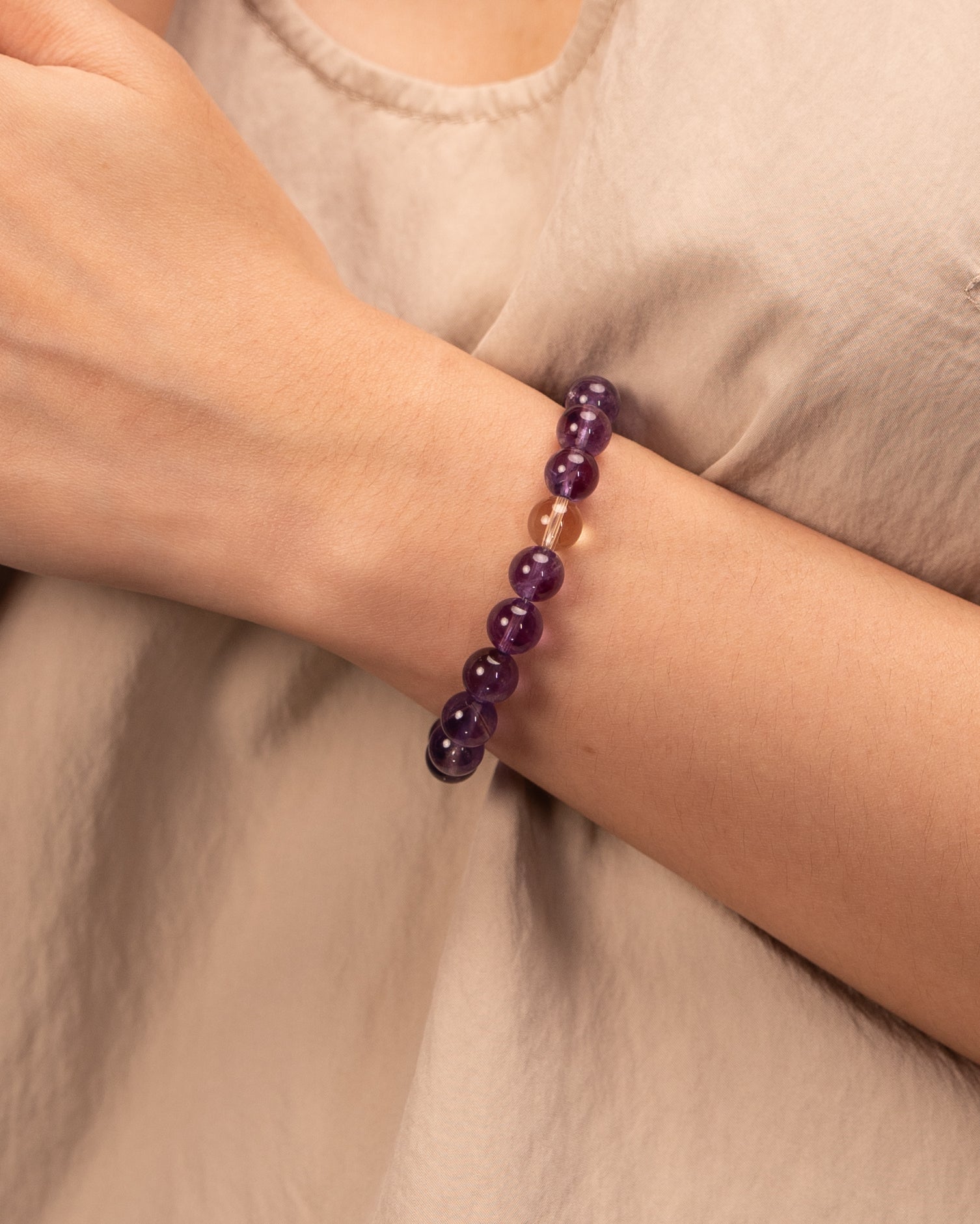 Mindful Manifestation - Amethyst, Citrine & Quartz Trio Bracelet