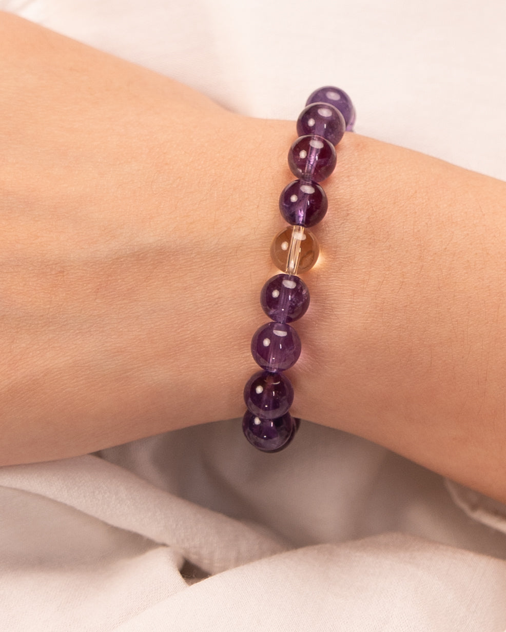 Mindful Manifestation - Amethyst, Citrine & Quartz Trio Bracelet