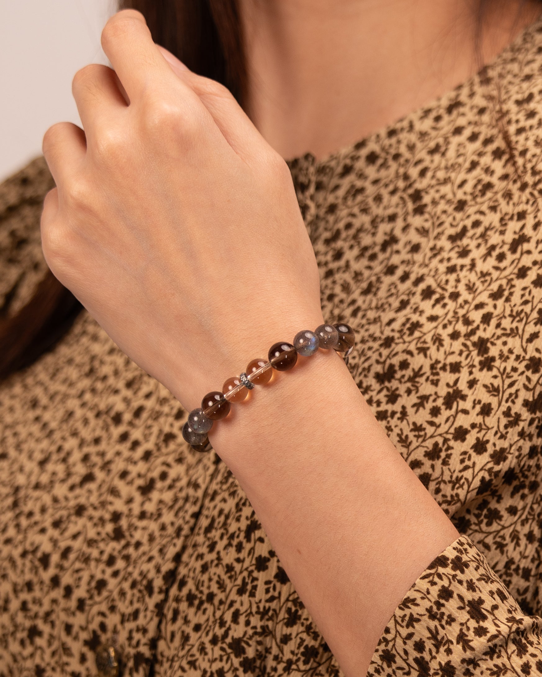 The Mystic's Veil - Moonstone, Labradorite & Smoky Quartz Intuition Bracelet