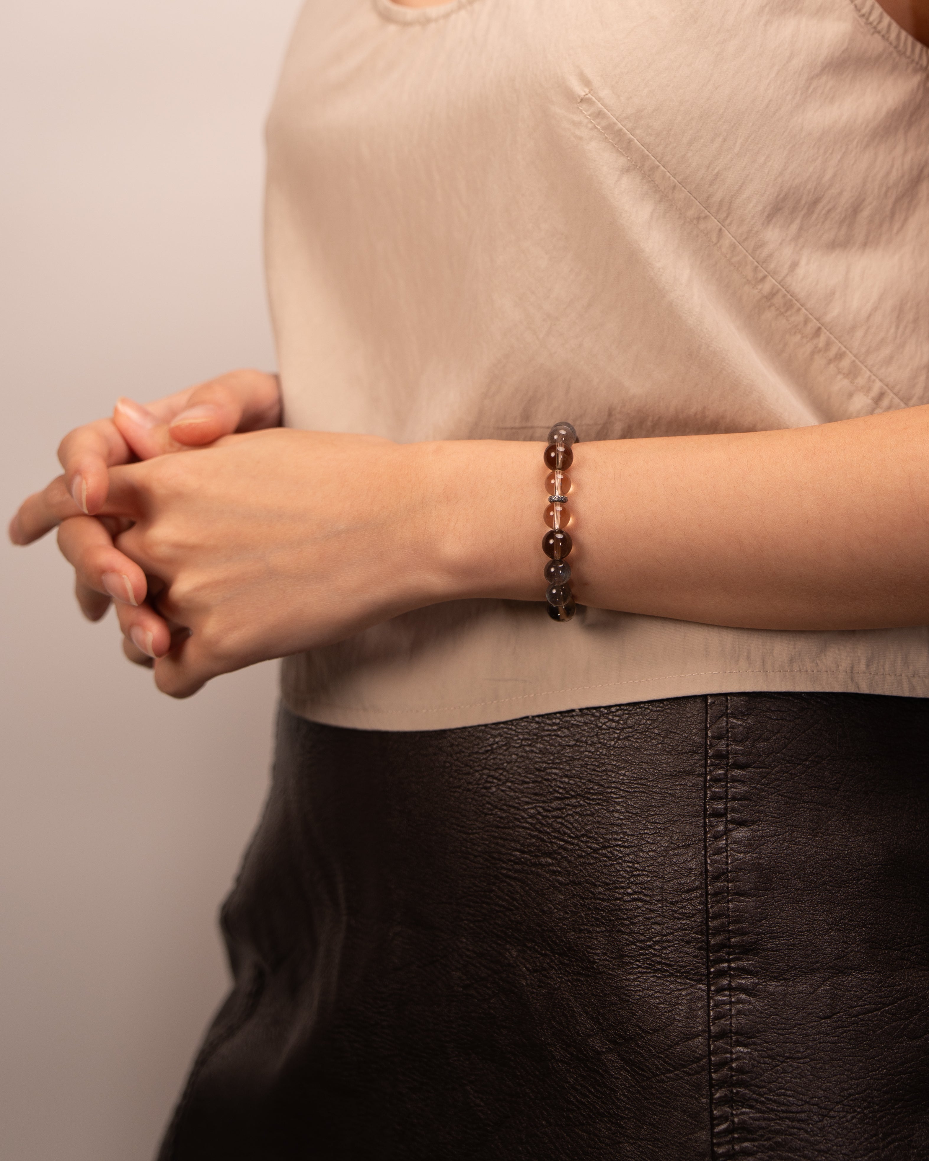 The Mystic's Veil - Moonstone, Labradorite & Smoky Quartz Intuition Bracelet