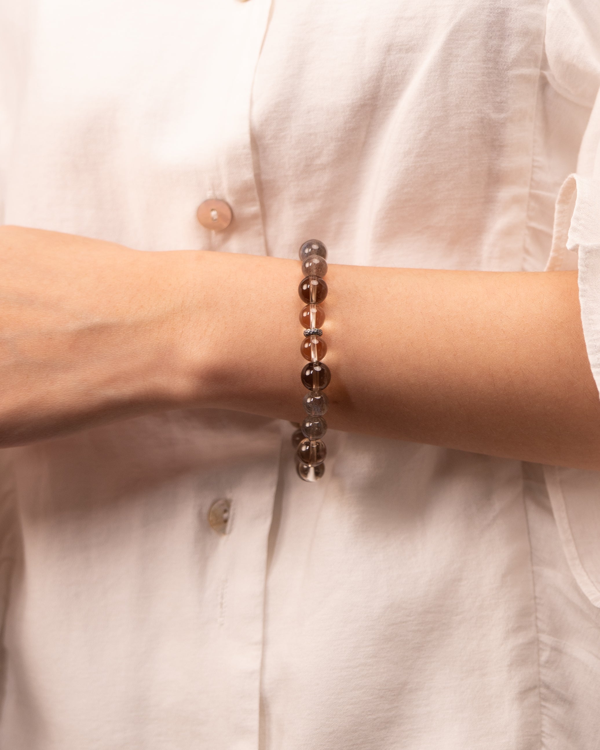 The Mystic's Veil - Moonstone, Labradorite & Smoky Quartz Intuition Bracelet